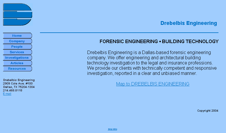 Drebelbis Engineering Home Page Before