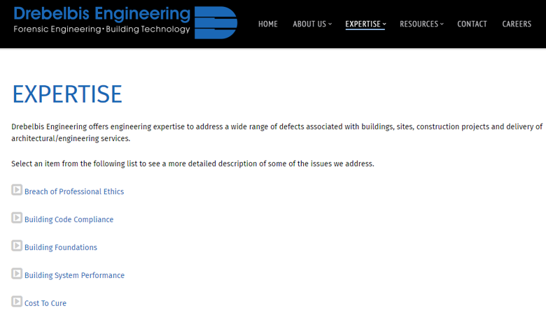 Drebelbis Engineering Services Page After