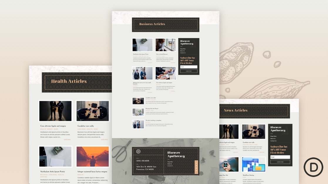 Download a FREE Category Page Template for Divi’s Apothecary Layout Pack