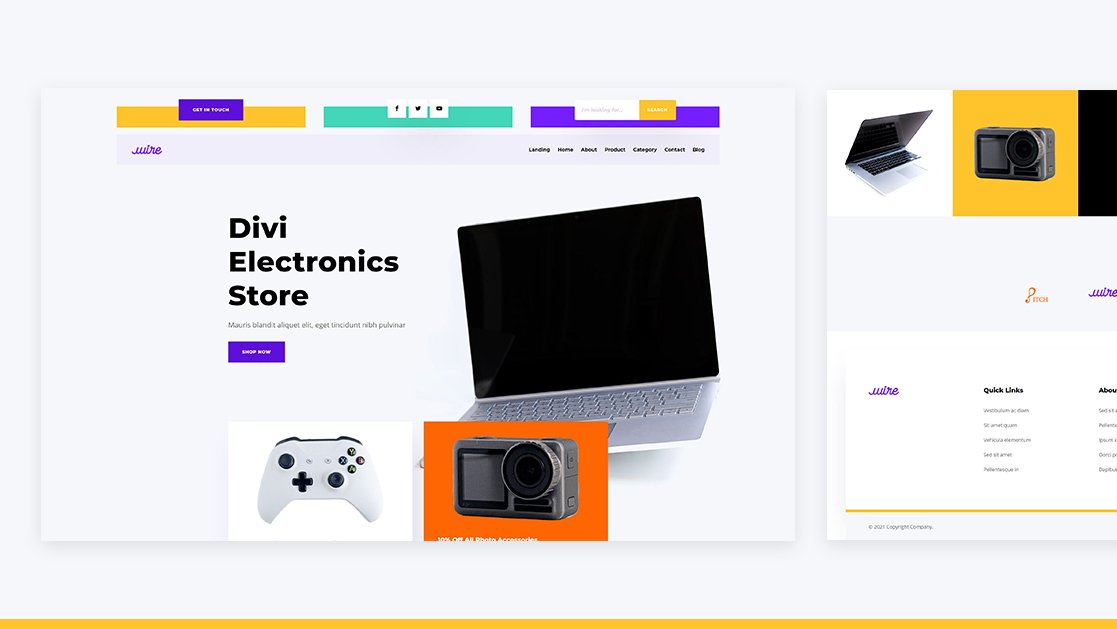 Download a FREE Header & Footer for Divi’s Electronics Store Layout Pack