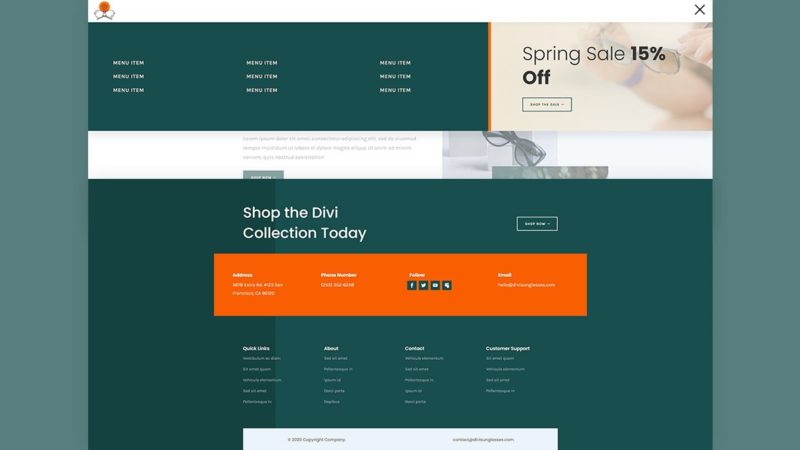 Download a FREE Header & Footer for Divi’s Sunglasses Shop Layout Pack