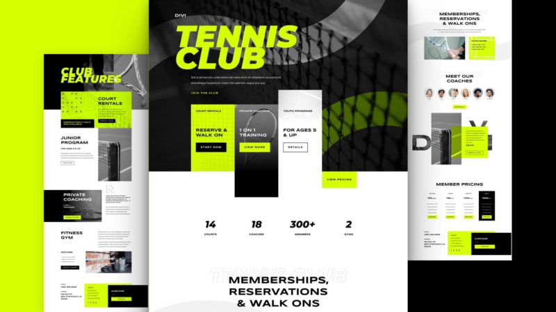 Get a FREE Tennis Club Layout Pack for Divi