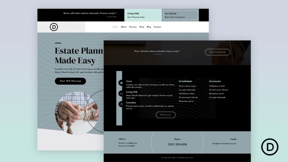 FREE Header and Footer Template for Divi’s Estate Planning Layout Pack