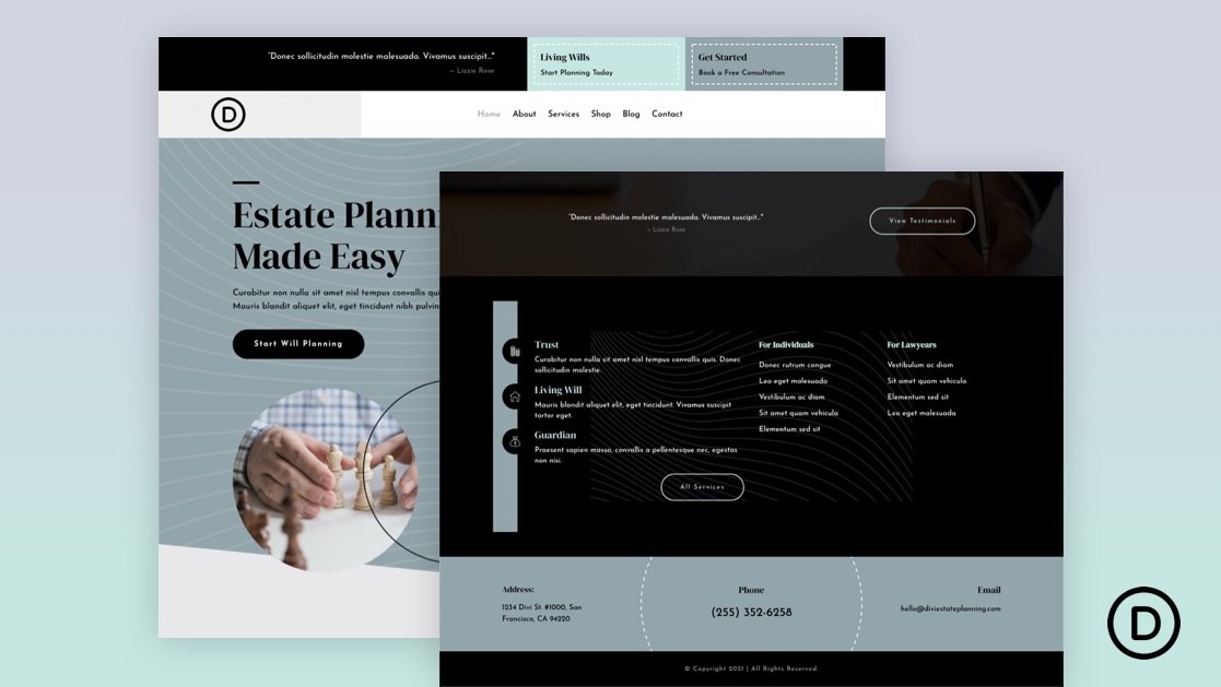 Download a FREE Header and Footer Template for Divi’s Estate Planning Layout Pack