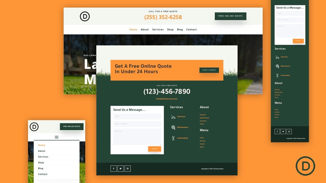 Download a FREE Header and Footer Template for Divi’s Landscape Maintenance Layout Pack