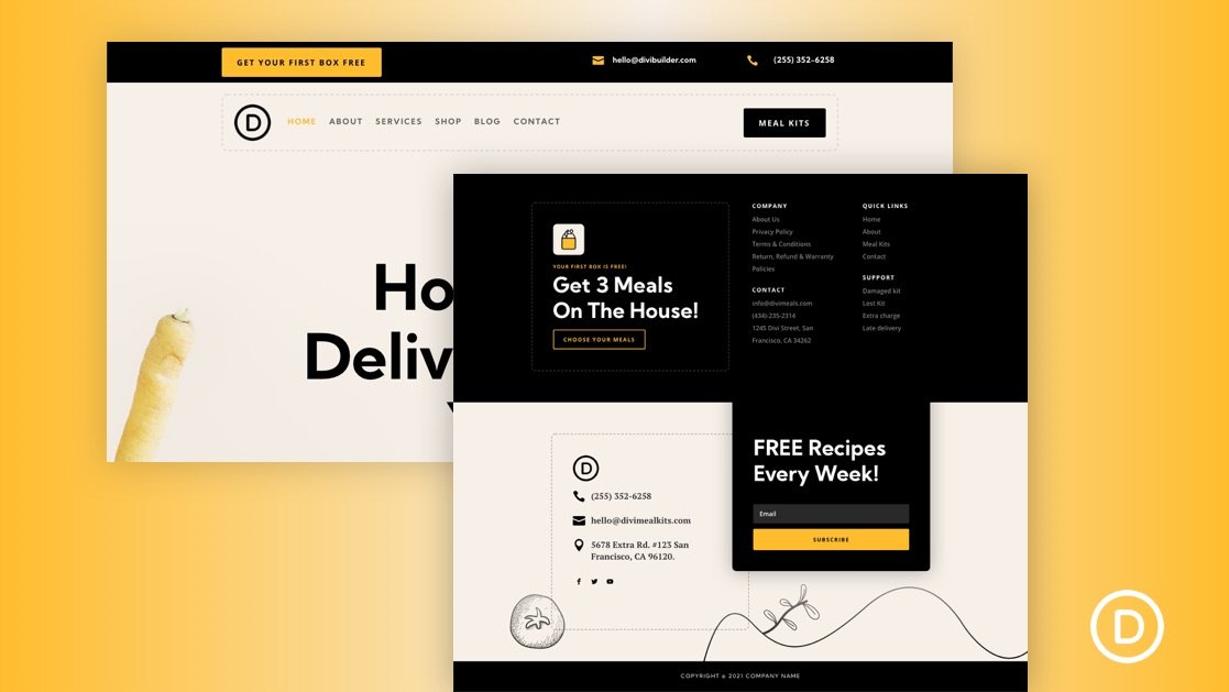 Download a FREE Header and Footer for Divi’s Meal Kit Layout Pack