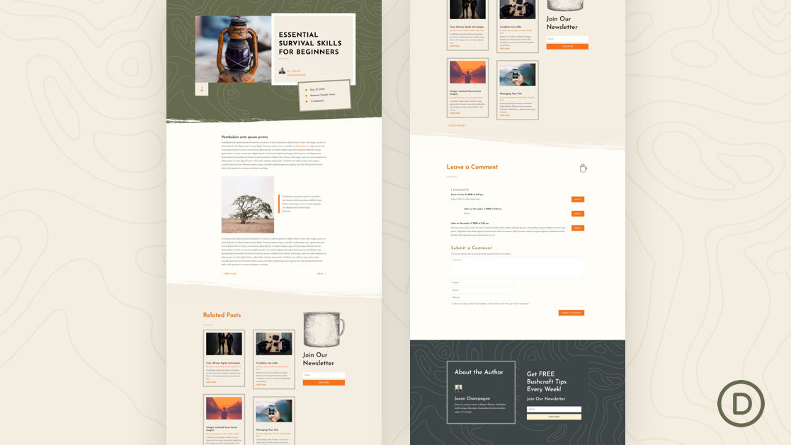 Download a FREE Blog Post Template for Divi’s Bushcraft Layout Pack