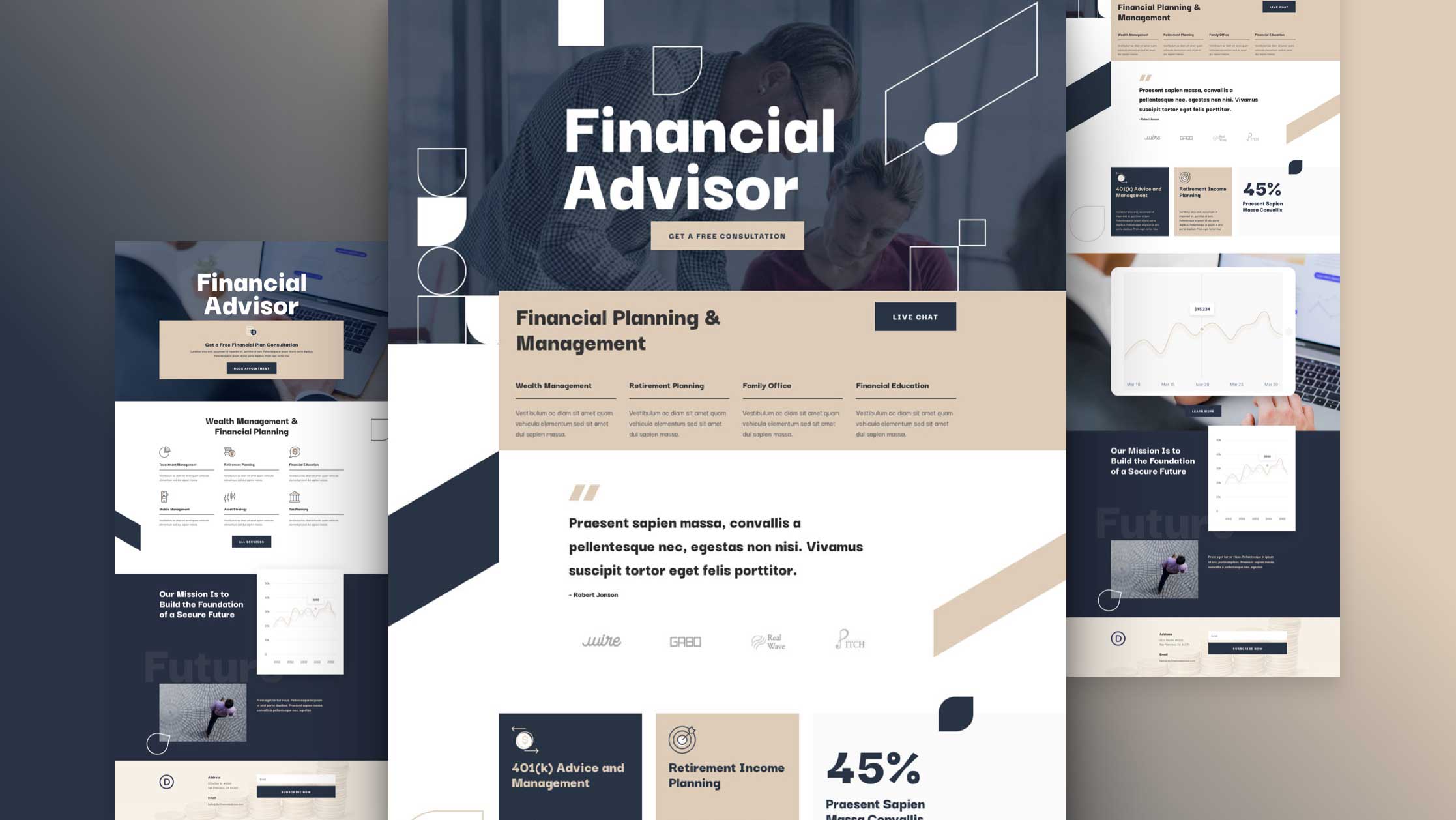 Get a FREE Financial Advisor Layout Pack for Divi