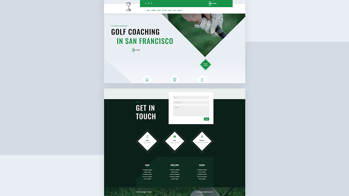 Download a FREE Header & Footer for Divi’s Golf Lessons Layout Pack