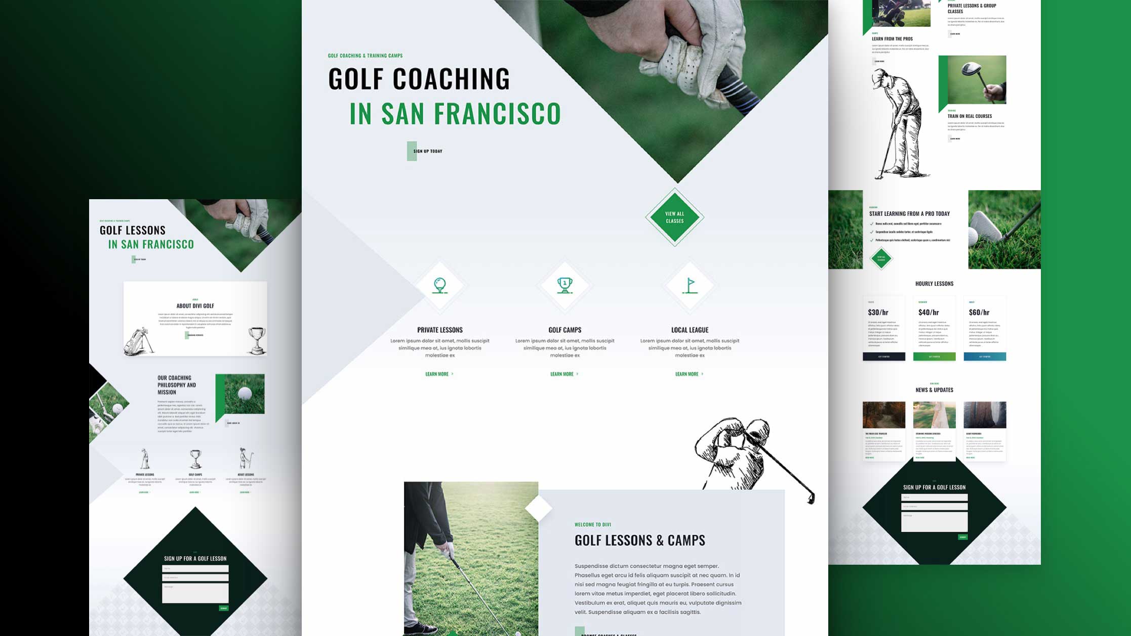 Get a FREE Golf Lessons Layout Pack for Divi