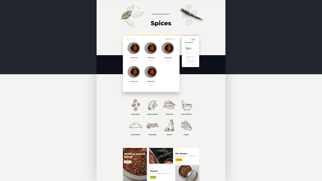 Download a FREE Product Category Page Template for Divi’s Spice Shop Layout Pack