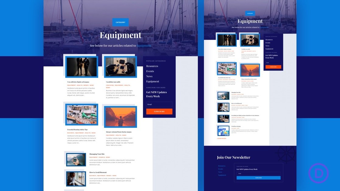 Download a FREE Category Page Template for Divi’s Marina Layout Pack