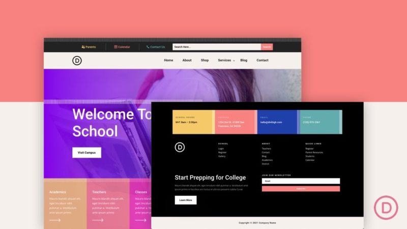 Download a FREE Header and Footer Template for Divi’s High School Layout Pack