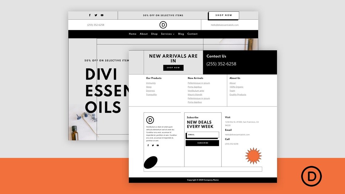 Download a FREE Header and Footer Template for Divi’s Essential Oils Layout Pack