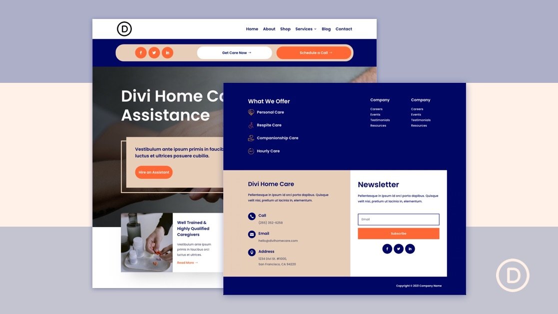 Download a FREE Header and Footer Template for Divi’s Home Care Layout Pack