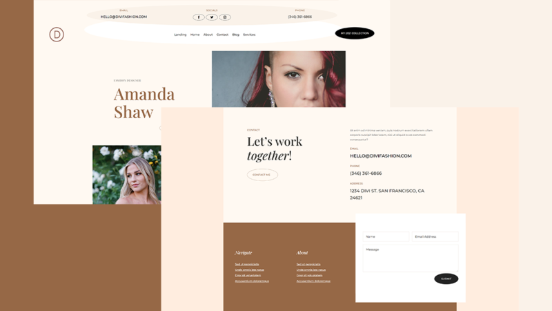 Download a FREE Header & Footer for Divi’s Fashion Designer Layout Pack