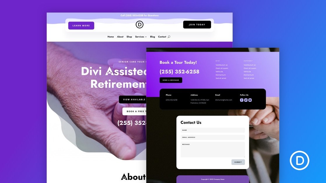 Download a FREE Header and Footer Template for Divi’s Nursing Home Layout Pack