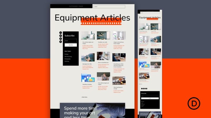 Download a FREE Category Page Template for Divi’s Film Lab Layout Pack