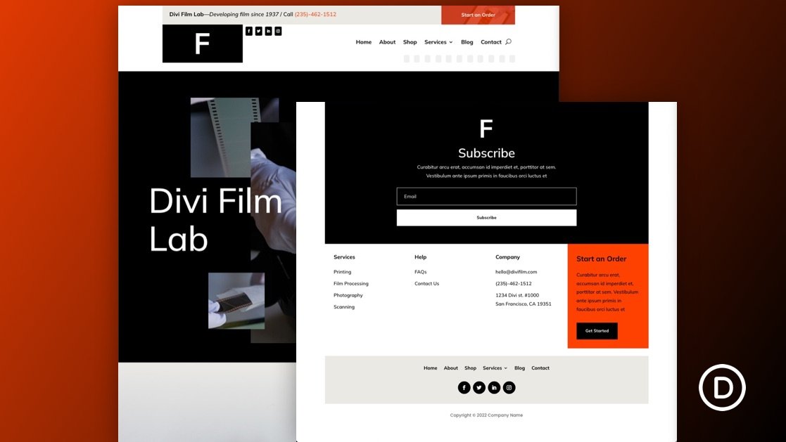 Download a FREE Header and Footer Template for Divi’s Film Lab Layout Pack