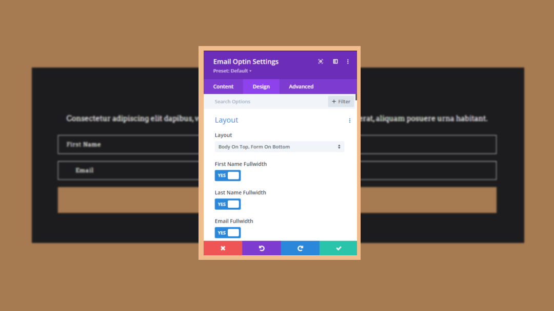 8 Built-In Layout Possibilities for Divi’s Email Optin Module