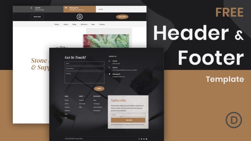 Download a FREE Header and Footer Template for Divi’s Stone Factory Layout Pack