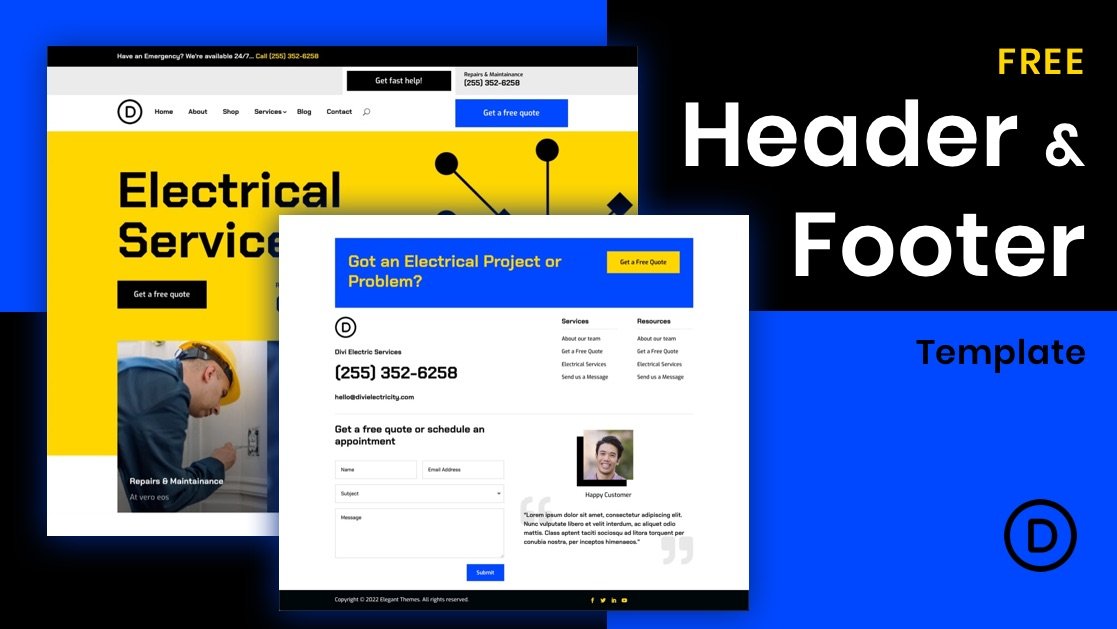 Download a FREE Header & Footer for Divi’s Electrical Services Layout Pack