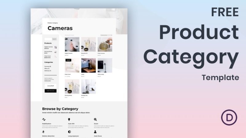 Download a FREE Product Category Template for Divi’s Camera Product Layout Pack