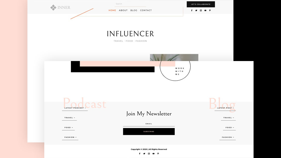 Get a FREE Global Header & Footer Template for Divi’s Influencer Layout Pack