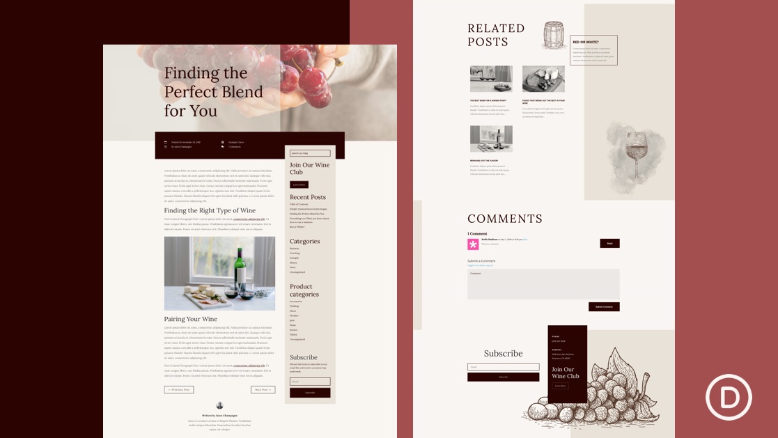 Get a FREE Blog Post Template for Divi’s Winery Layout Pack