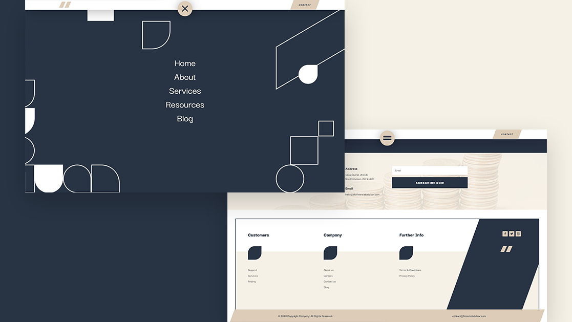 Download a FREE Header & Footer Template for the Financial Advisor Layout Pack
