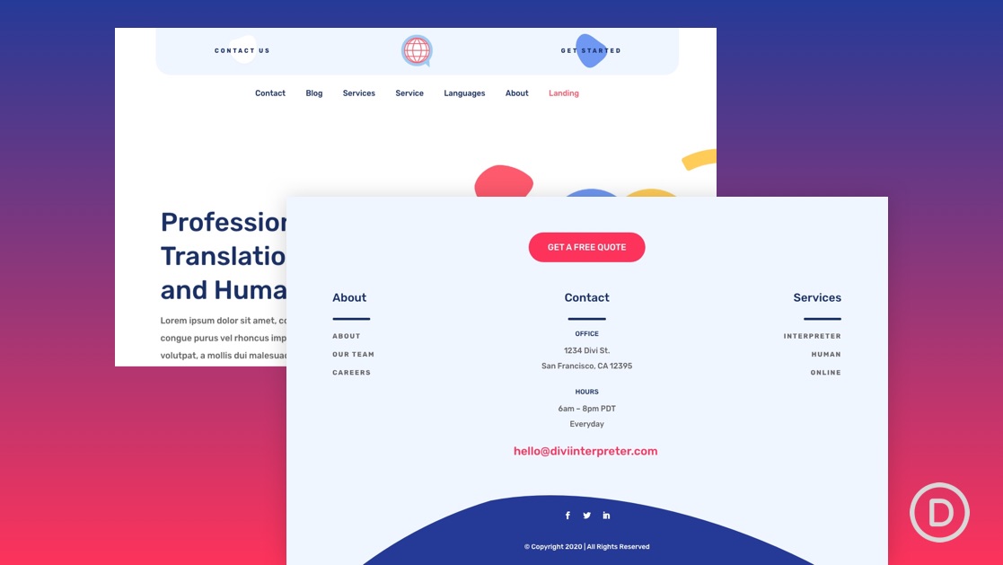 Get a FREE Header & Footer Template for Divi’s Interpreter Layout Pack