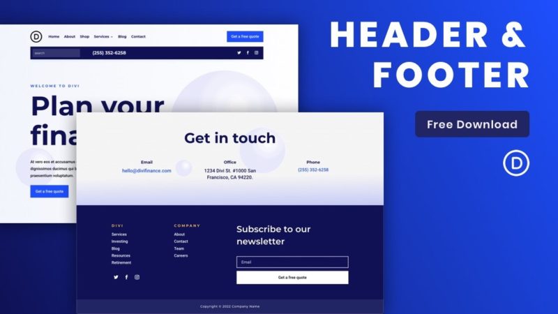 Download a FREE Header & Footer for Divi’s Financial Services Layout Pack