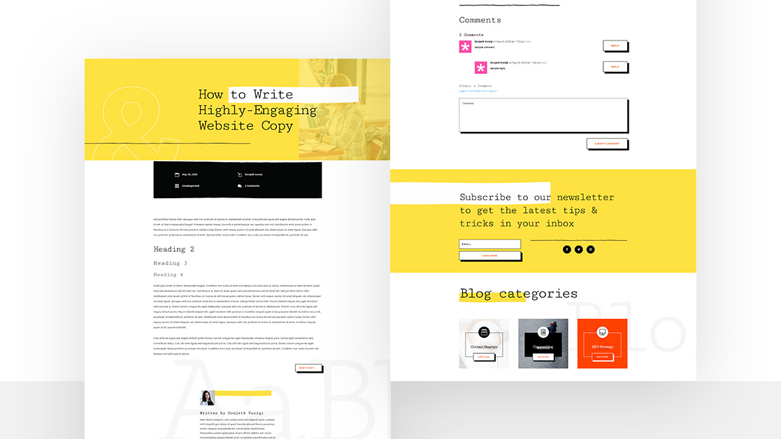 Download a FREE Blog Post Template for Divi’s Freelance Writer Layout Pack