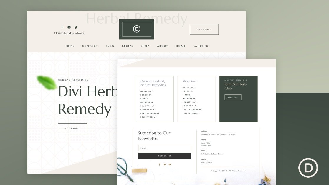 Get a FREE Header & Footer for Divi’s Herbal Remedy Layout Pack
