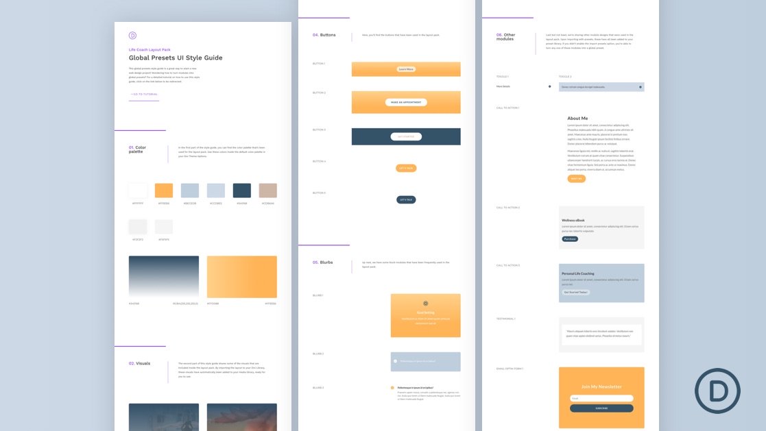 Download a FREE Global Presets Style Guide for Divi’s Life Coach Layout Pack