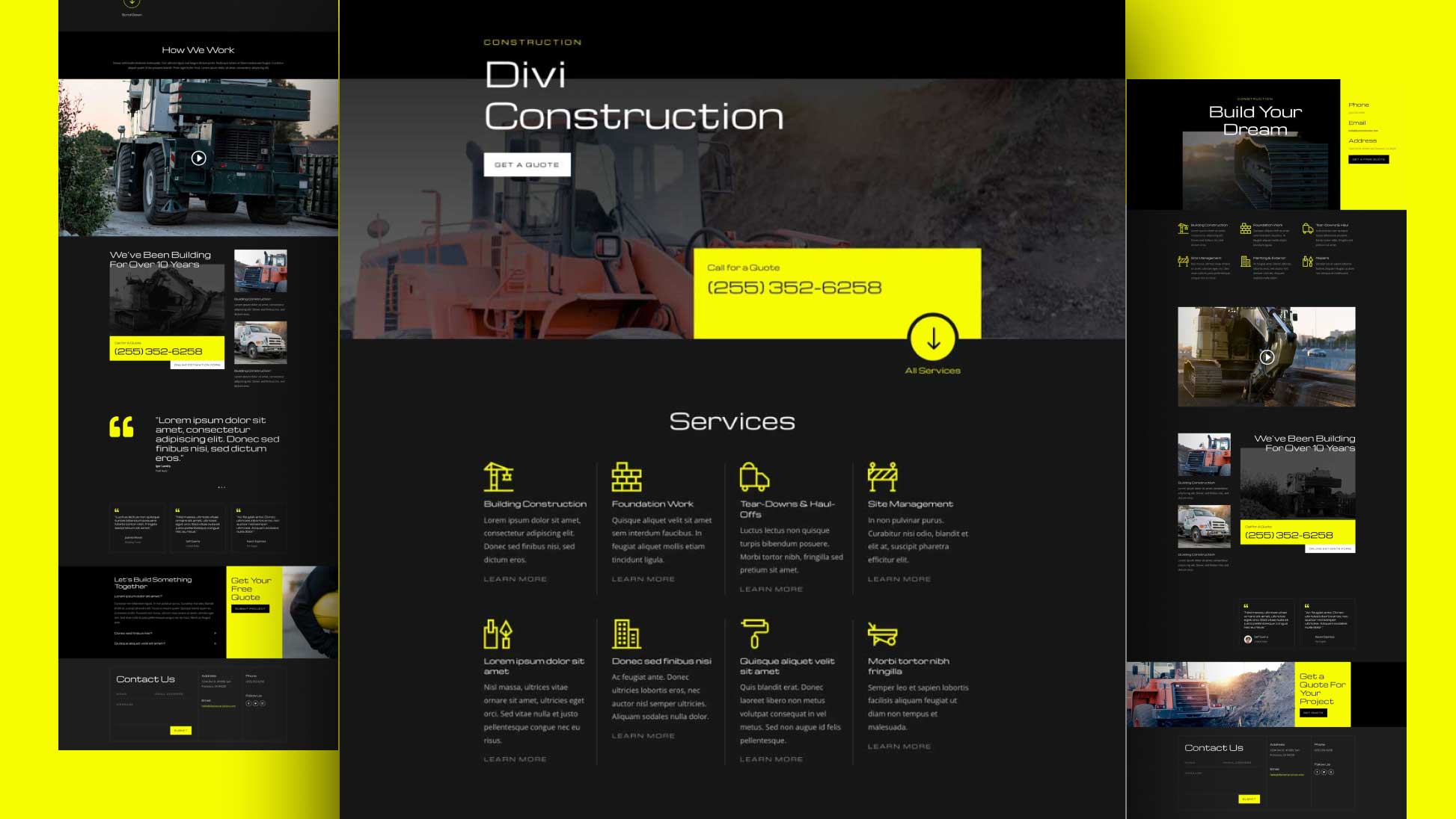 Get a Free Construction Layout Pack for Divi