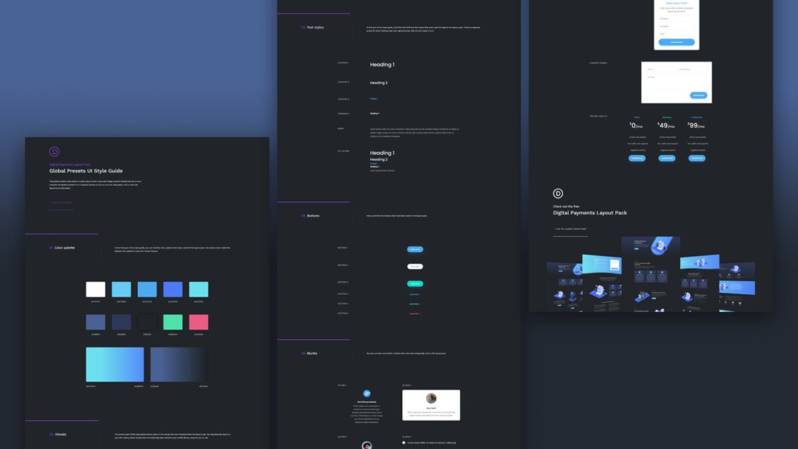 Download a FREE Global Presets Style Guide for Divi’s Digital Payments Layout Pack