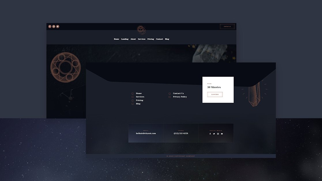 Download a FREE Header & Footer for Divi’s Tarot Layout Pack
