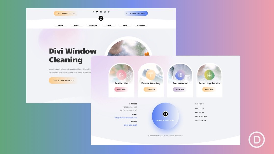 Get a FREE Header and Footer for Divi’s Window Cleaning Layout Pack