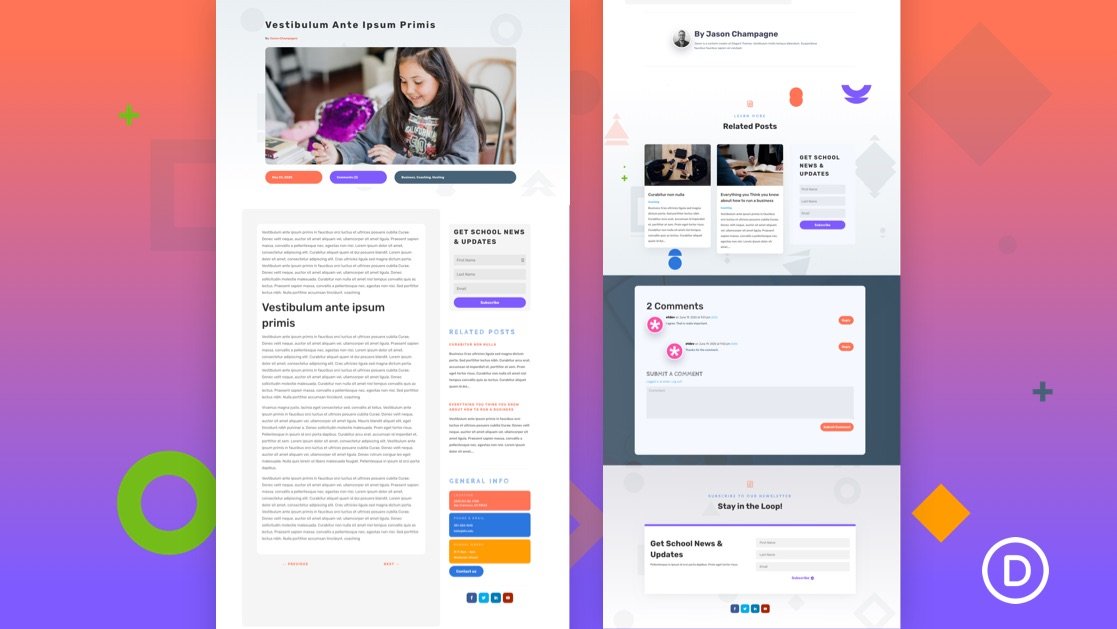 Get a FREE Blog Post Template for Divi’s Elementary School Layout