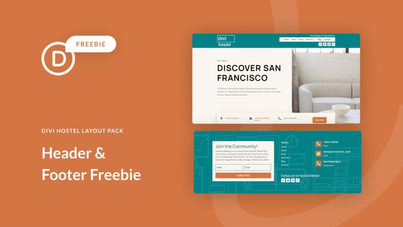 Download a FREE Header & Footer for Divi’s Hostel Layout Pack