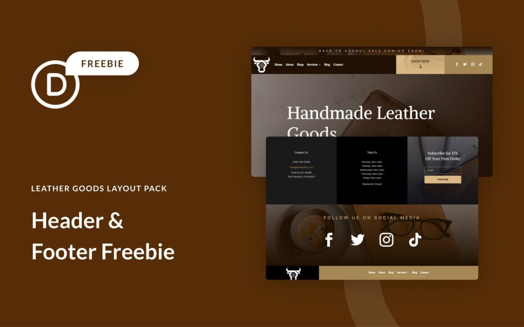 Download a FREE Header & Footer for Divi’s Leather Goods Layout Pack