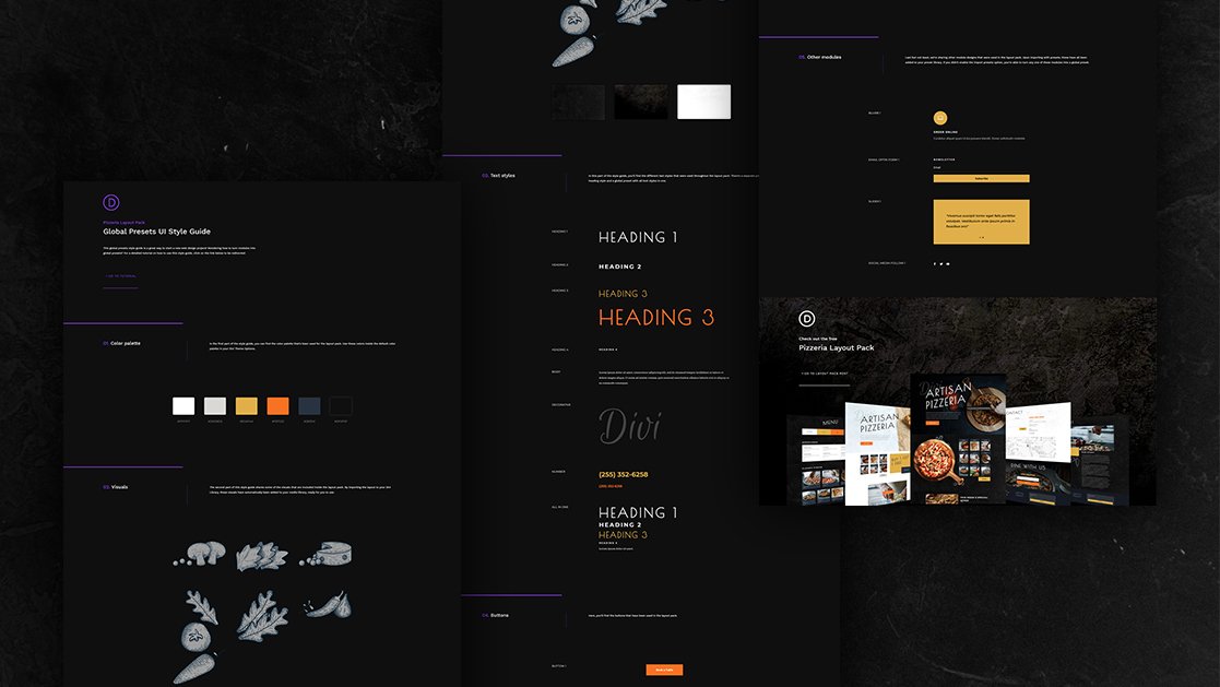 Download a FREE Global Presets Style Guide for Divi’s Pizzeria Layout Pack