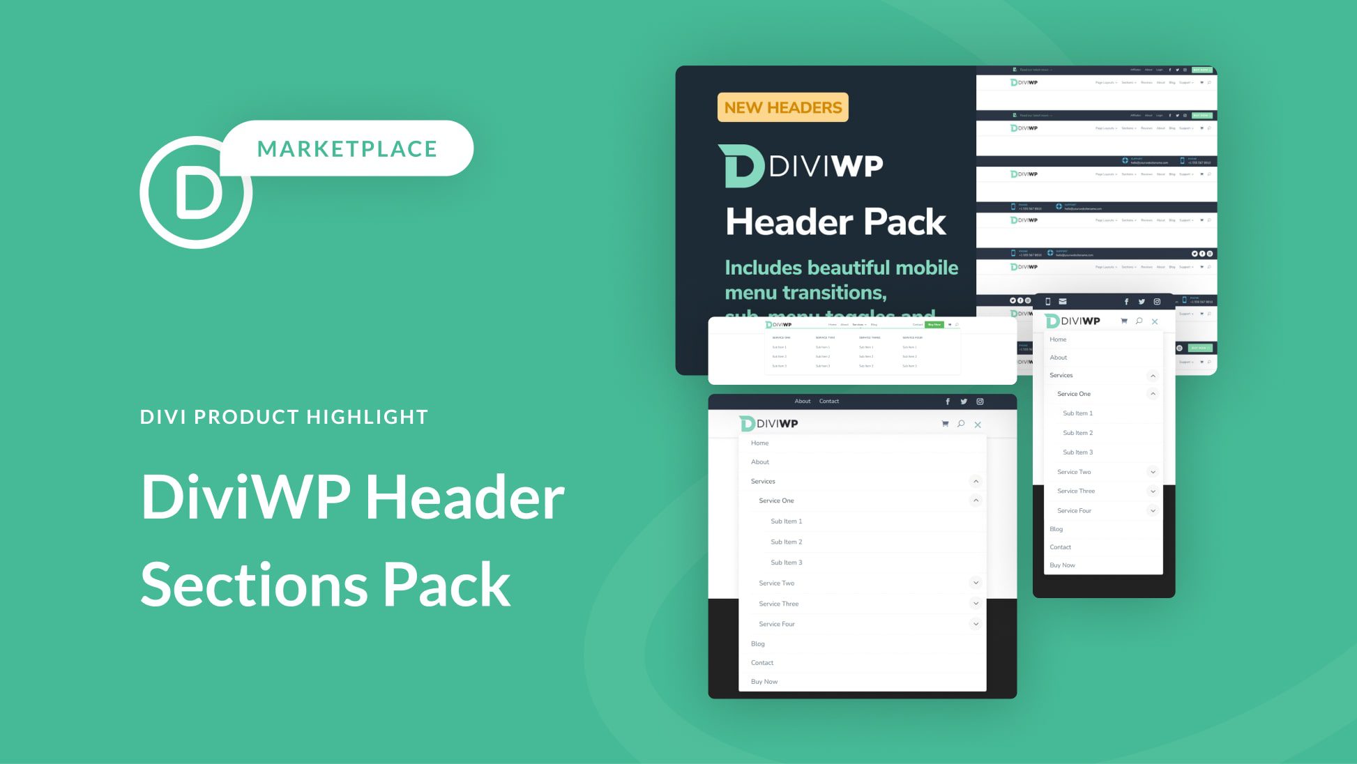 Divi Product Highlight: DiviWP Header Sections Pack