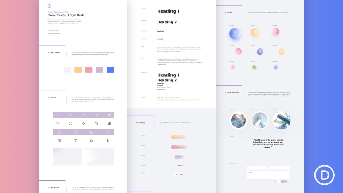 Download a FREE Global Presets Style Guide for Divi’s Window Cleaning Layout Pack