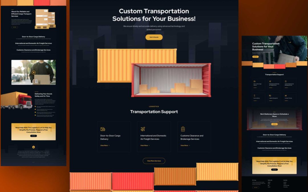 Get a Free Transport Company Layout Pack for Divi