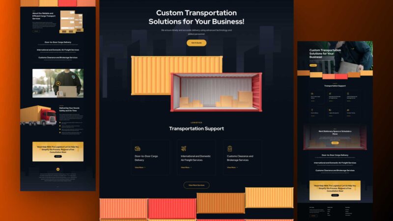 Get a Free Transport Company Layout Pack for Divi