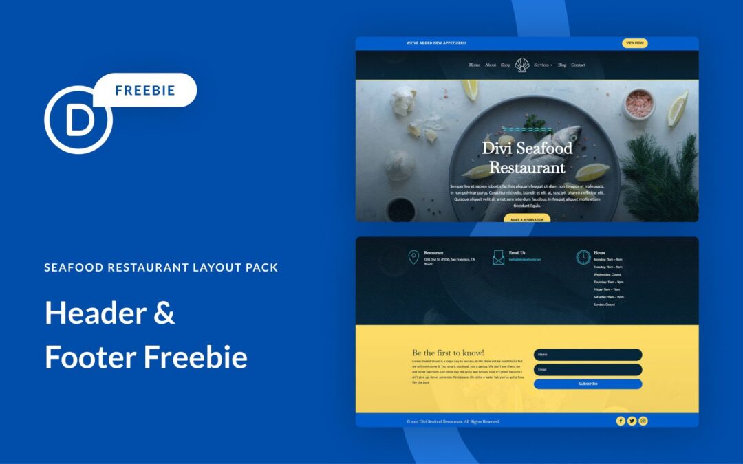 Download a FREE Header & Footer for Divi’s Seafood Restaurant Layout Pack
