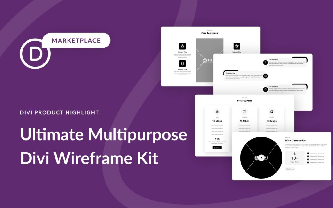Divi Product Highlight: Ultimate Multipurpose Divi Wireframe Kit
