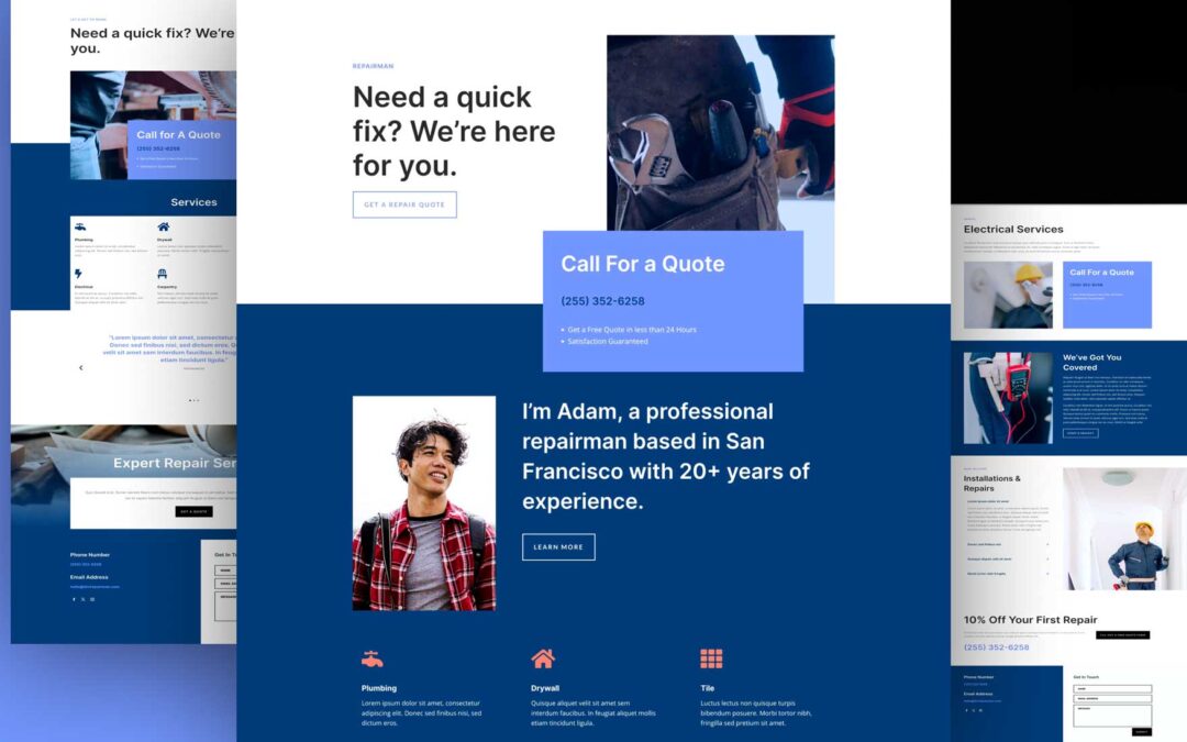 Get a Free Repairman Layout Pack for Divi